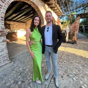 Beautiful stand out dress for a wedding.